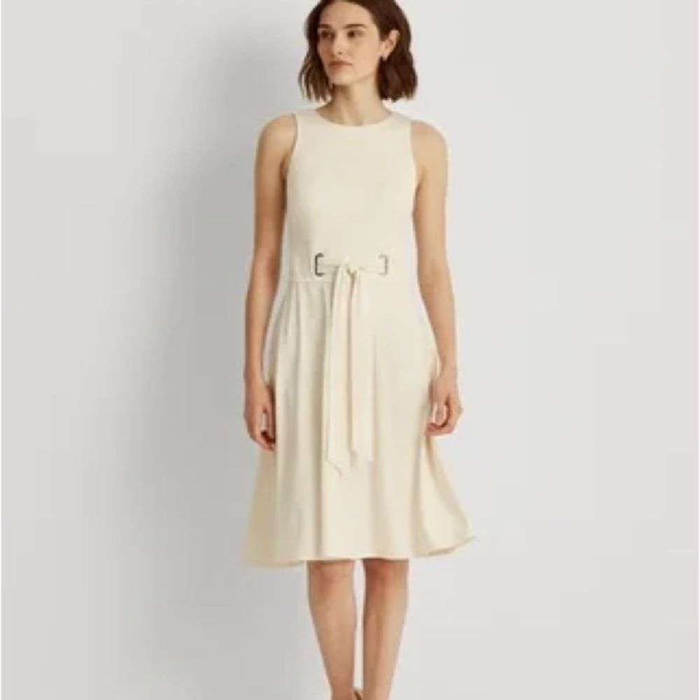 Lauren Ralph Lauren Black Label Sleeveless Jersey Dress Cream Size 10